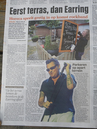 Eerst terras dan Earring AD article for Golden Earring show Strijen June 15, 2013